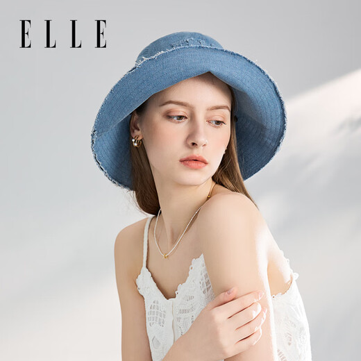 ELLE sun protection hat for women at the seaside denim sun hat versatile cute gift for girlfriend fisherman hat