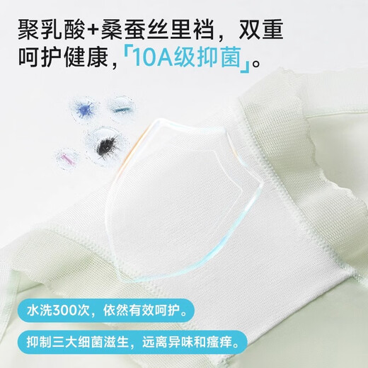 浪莎女士内裤冰丝薄款聚乳酸10A抗菌裆夏季中腰女士三角裤5条装