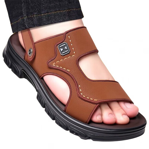Príncipe Yierkang Sandalias IMITACIÓN DE MENA COCA COACHO PARA SUMER 2025 Sandalias exteriores impermeables sin deslizamiento Sandalias para hombres Sandalias de doble propósito Los zapatos de cuero Wenzhou 826+3 [Negro] La versión mejorada se puede empaparse en agua 43 [tamaño estándar]