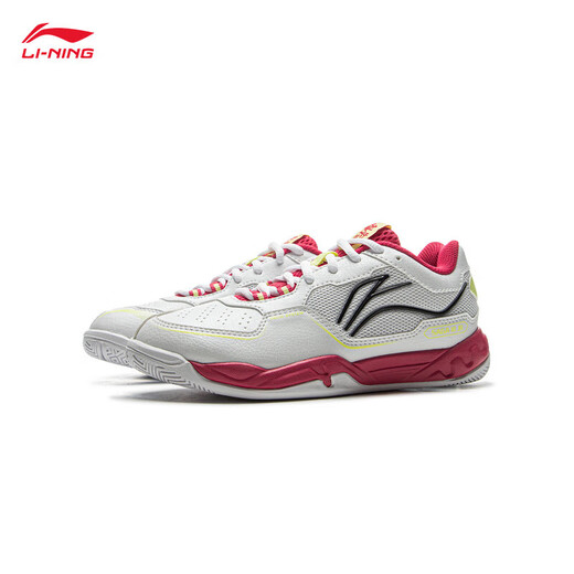 Li Ning (LI-NING) youth badminton shoes 2025 new products close to the ground flying JR competition training children's sports shoes non-slip and comfortable AYTV002-3 standard white/magenta 34 (210mm) 3