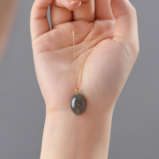 Dara 18K gold buckle and Hetian jade pendant female smoke purple pigeon egg necklace birthday gift for girlfriend and mother safety token