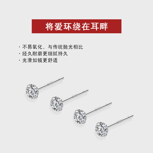 Nianfu S999 sterling silver earrings for women with pierced ears 25 new style simple temperament versatile earrings Mid-Autumn Festival gift for girls S999 5mm pair
