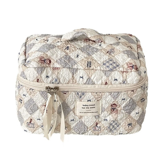 Diamond Teddy Bear Cosmetic Bag, High-Looking Student Travel Portable Contrast Color Toiletries Bag, Large Capacity Portable Storage Bag, Retro Diamond Teddy Bear - Octagonal Bag