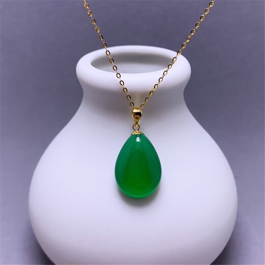 OEMG 18K gold inlaid marrow pendant large simple water drop necklace Yanglu Bao single pendant high-end 18K gold inlaid
