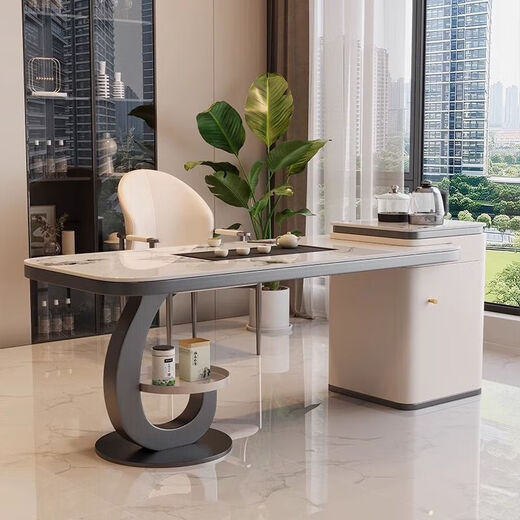 Slate balcony tea table and chair combination light luxury modern kettle integrated coffee table living room household small tea table single table pattern optional 1.2 meters free tea set