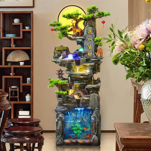 
Waterscape and rockery flowing water fountain living room entrance office Fengshui wheel landscape decoration ornament fish tank water truck 9923 small height 108CM