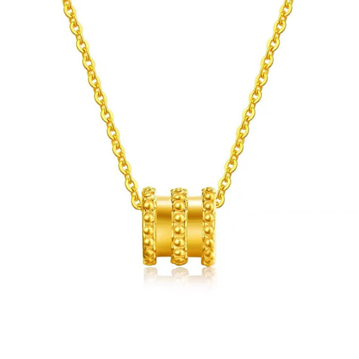 Wanmu Gold Small Waist 9999 Gold Necklace Pendant Transfer Simple Plain Gold Gold-plated Clavicle Chain Valentine's Day Gift to Girlfriend Small Waist Pendant + 18K Gold Necklace 2.58g
