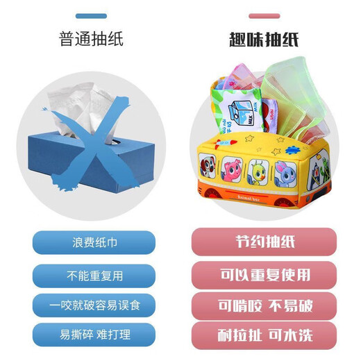 Love Kathon Baby Paper Jugues no puede rasgar la caja de pañuelos Baby 0-1 Year Old 6 meses Roaring Paper* [3 aleatorio]