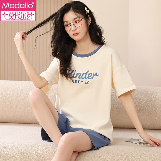 Pajamas de manga corta de mujeres modales para el algodón delgado de verano de algodón delgada de algodón grande de verano se puede usar afuera para la caricatura informal de primavera y otoño GXT6636 L (recomendado 95-115 Jin [Jin iguala 0.5 kg])