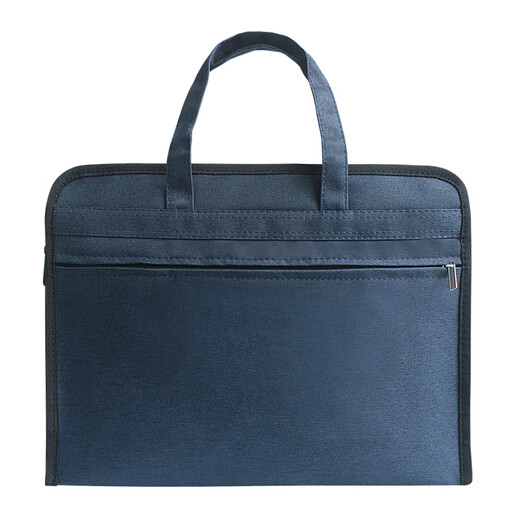 Jianteng Business Meeting Commuter Men's Women's Briefcase Bag File Pack Customized File Bag Zipper Large Capacity Waterproof Data Bag Simple Tote Bag High-end Sense Tote Bag 9902 Dark Blue (plus business card) 39*29*9cm