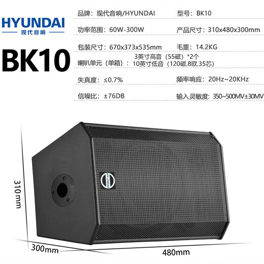 HYUNDAI现代BK10专业中小型会议室音响套装壁挂式音箱蓝牙功放无线话筒组合教学培训店铺音响系统设备 【两音响/双话筒】会议音响套装（20-120平）