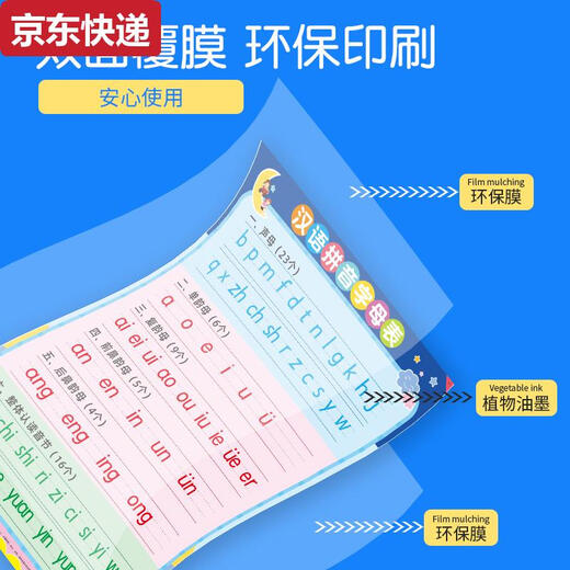 CAOX26个汉语拼音字母表墙贴一年级声母韵母整体认读音节拼读全表挂图 10以内分解