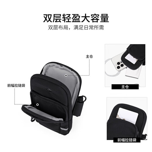 Golf (GOLF) arm bag, running mobile phone bag, men's and women's sports arm wristband bag, outdoor fitness cycling bag, water-repellent shoulder crossbody bag, dynamic black