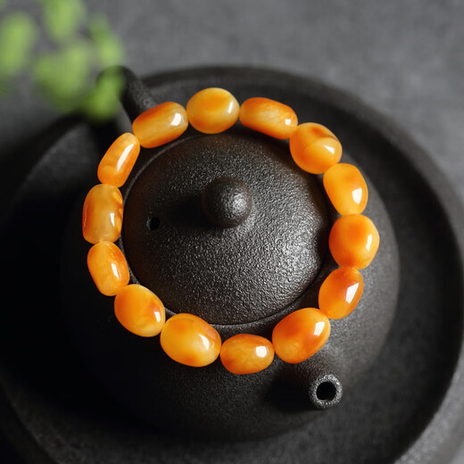 DL 1998 Fett Donglai Qualität Bienenwachsarmband Herren Shi Qingling Tian Lan Bernsteinform Armband Pretty Farbfarbe Farbe Grob Leder Dunkelorange Rot Pretty Color K1391
