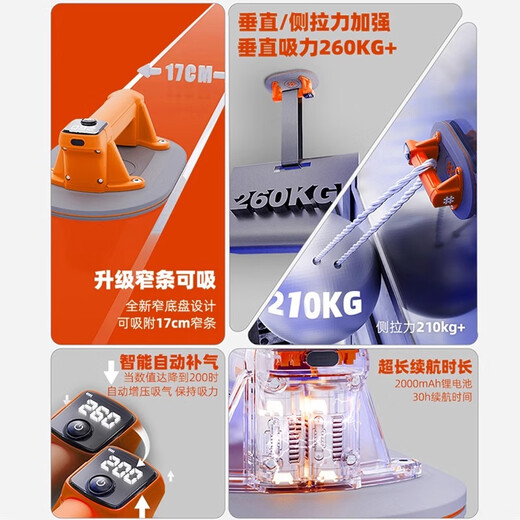 石井（SHIJING）电动吸盘瓷砖自动补气瓷砖大板强力真空吸盘全自动重型玻璃吸提器 SC-702智能数显吸盘【塑箱装】