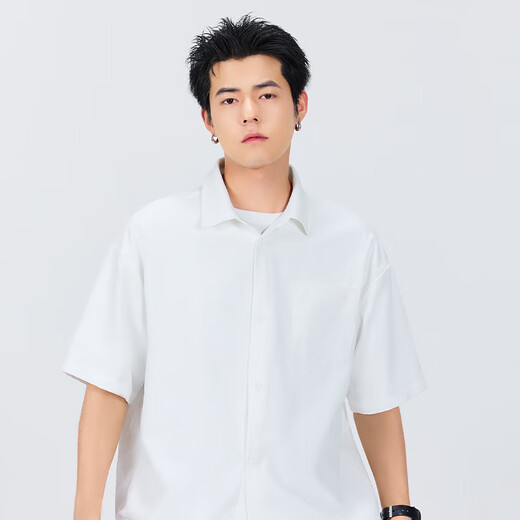 
Miniso (MINISO) ice silk short-sleeved shirt for men's summer new comfortable cool and breathable Japanese versatile loose shirt White 3XL