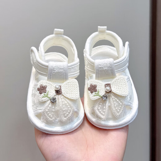 米嘟尔夏季女宝宝布鞋软底婴儿学步前鞋春秋6-12个月婴幼儿公主防滑凉鞋 粉色（樱花鞋-钉钻结） 11 S内长10.5cm建议0-5月