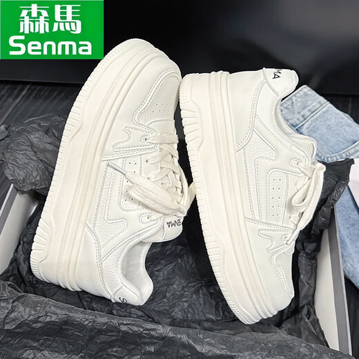 Semir women's shoes thick sole white shoes for women 2025 summer new casual shoes women's board shoes panda shoes breathable sports shoes for women w795 beige 37 (235mm)