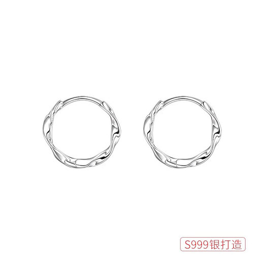 Mansheng s999 sterling silver ear piercing earrings for girls new 2025 popular earrings for women to sleep without removing ear bone stud earrings Mobius earrings pair 10mm