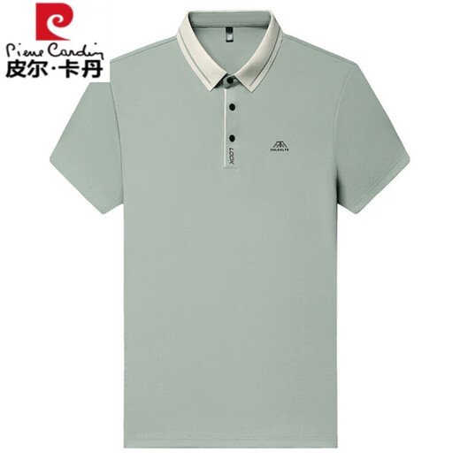 皮尔卡丹夏季冰丝无痕短袖t恤男士爸爸装商务休闲翻领弹力抗皱薄款Polo衫 绿色16821 M 165