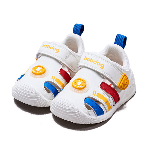 Babu Dou Baby Sandals 2025 Summer New Anti-mosquito Breathable Outdoor Shoes Soft Sole Anti-Slip Functional Shoes Baotou Children's Shoes College White Hollow Large Net 24 Inner length of the shoe 15cm, suitable for feet 14.5cm long