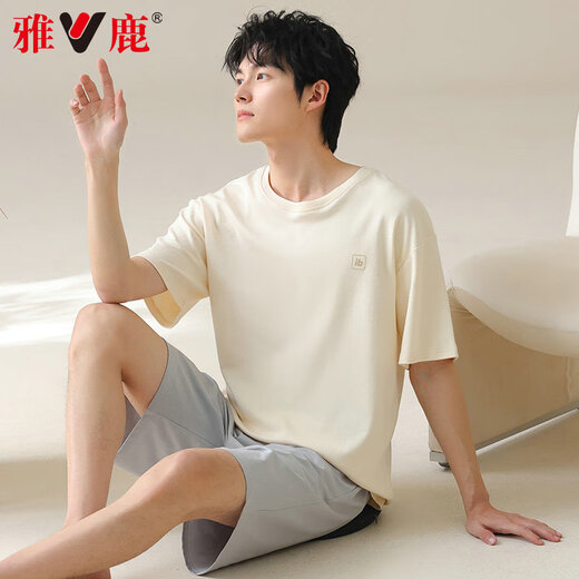 El algodón de algodón puro de pijamas para hombres de Yalu, el algodón delgado de manga corta, se puede usar ropa casera casual de ropa para niños de gran tamaño 42M13601 XL Peso recomendado 120-140Jin [Jin equivale a 0.5 kg]