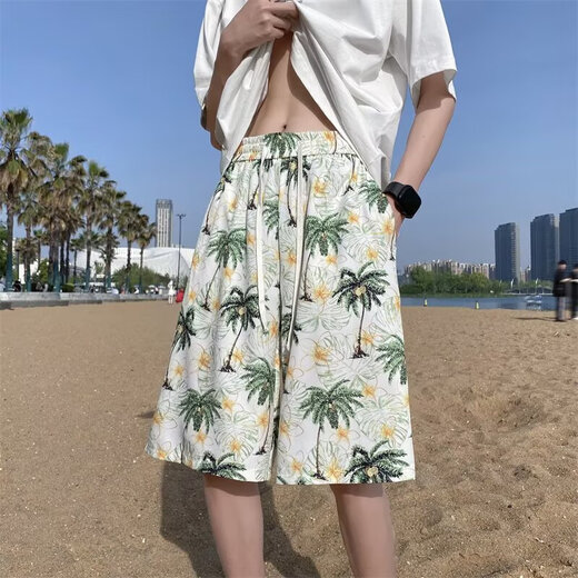 Phoenix Ice Silk Cool Feeling Hawaiian Beach Shorts Herren Sommerdünnstil Jugendmodemarke Casual Sport Fünf-Punkte-Hosen 677 Weiß 3xl