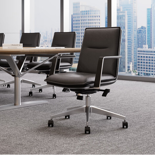 Fukai conference chair, office chair, long-term sitting, not tired, boss chair, leather office seat, boss chair, office swivel chair B1819, black NDPU9710