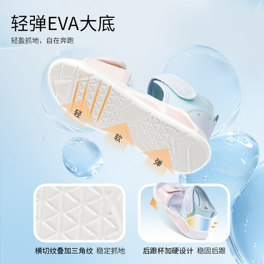 DR KONG Children's Shoes Girls Velcro Casual Breathable Summer New Open-Toe Children's Sandals Purple/Pink/Blue 28 Foot Length Approximately 17.3-17.9