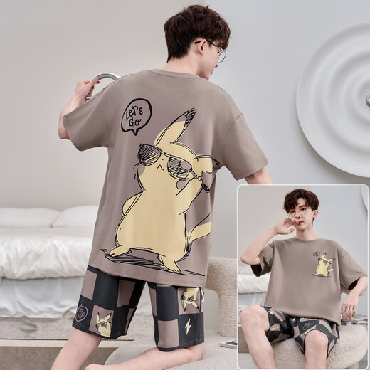 Modal Herren Pyjamas 2025 Sommer neuer reines Baumwollkurzschläfe dünne Cartoon Teenager Home Kleidung große Kinder Großgröße RWB-1517 M klein (Größe 155-160/Gewicht 80-100jin [Jin entspricht 0,5 kg]