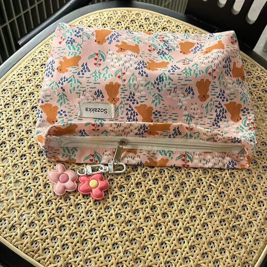 JD Logistics Cute puppy cosmetic bag Japanese style ins simple portable large capacity toiletry bag clutch bag garden puppy without pendants
