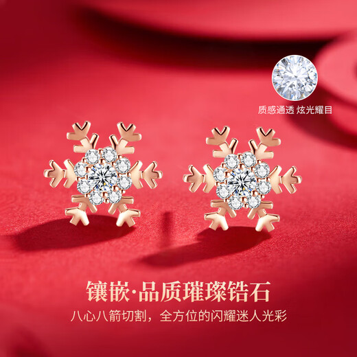 Lao Fengxiang Zhou Earrings Women's Silver Needle High-end Earrings Gift Box Set Birthday Wedding Anniversary Gift for Girlfriend and Wife Light Luxury Rose Gold * One Week Earrings * Romantic Gift Box