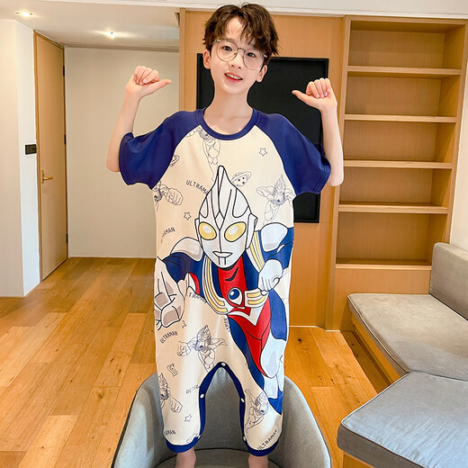 买一送一儿童睡衣奥特曼恐龙连体衣男童防踢被着凉宝宝纯棉家居服 JY9921+9923 110 小童10码身高100-110cm40斤内