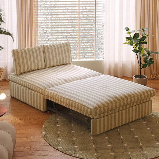 Warners (Huanasi) Sofa Bett falten Doppelwalt 2025 Neues kleines Wohnungszimmer Ziehen und dehnbar abnehmbare einwäschewäsche und leinen Sofa -Bett 0,85 m Tee -Perm Streifen - Leinen Baumwolle - Violett