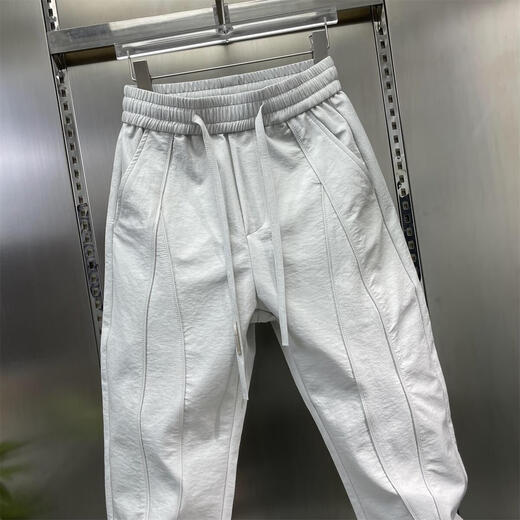 斐帝森猛哥哥哈伦裤子男夏季薄款纯色凉感男生户外运动时尚束脚休闲男裤 666灰白色 （夏季薄款） 33 （建议135-150斤）