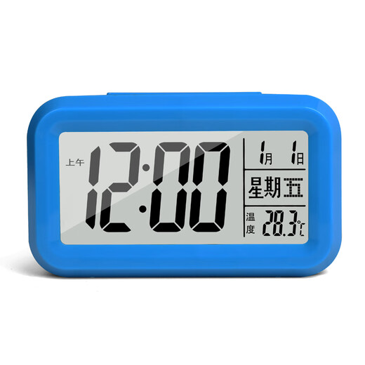 Extra loud voice timer for elderly people, blind people, and alarm clock, bedside student charging alarm clock, charging electronic luminous time 9906 blue - battery model + 40 No. 7 carbon electric