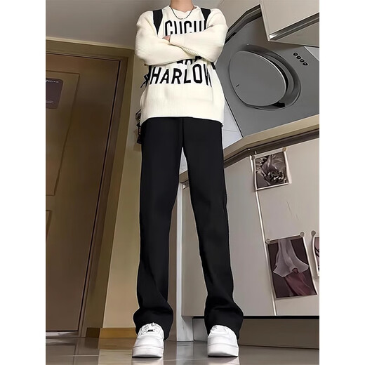 Poum Casual Hosen für Herren Sommer Neue Eisside schleichend schlanke Sportarten kleine westliche lange Hosen für Männer und Frauen SBXS-C911 Black XL