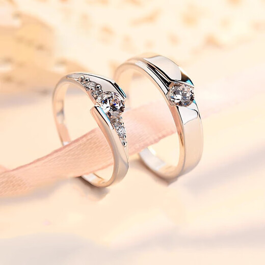 MZMZ Eternal Vow Platinum Couple Ring PT950 Platinum Matching Rings Wedding Valentine's Day Birthday Gift for Girlfriend and Wife Local Warehouse/Next Day Delivery - Light Luxury Live Mouth Matching Rings