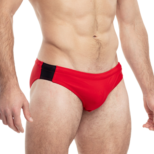 TADDLEE Badeanzug Herren Schnelltrocknende Anti-Peinlichkeits-Dreieck-Doppelschicht-Badehose mit heißen Quellen am Meer, professionelle wasserdichte Herren-Badehose mit niedriger Taille, Rot, M