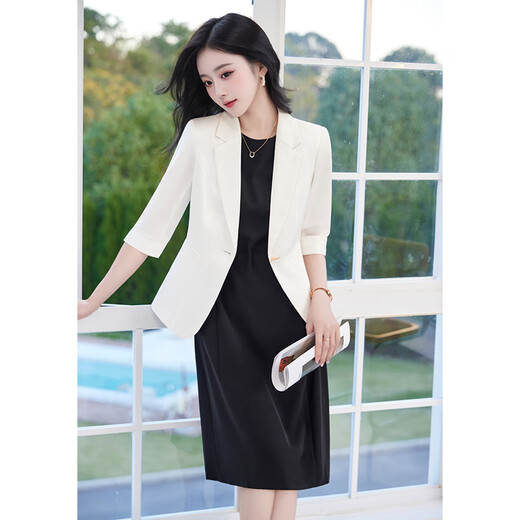 Troman early autumn white suit jacket women's thin high-end professional wear women's temperament commuting OL workplace suit