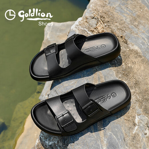 Goldlion Herrenschuhe 2025 neue Sommersandalen für den Outdoor -Kleidung für Herren trendige Gelegenheitsschuppen G596520055AAF Black 39