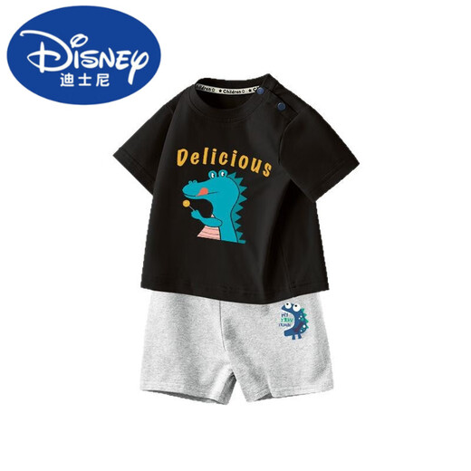 Disney Boys Suit 2025 Summer NUEVO estilo pequeño y mediano tamaño infantil para niños cortos de manga corta de dos piezas de ropa de algodón puro para niños AP14034 White + I13799K azul marino 105