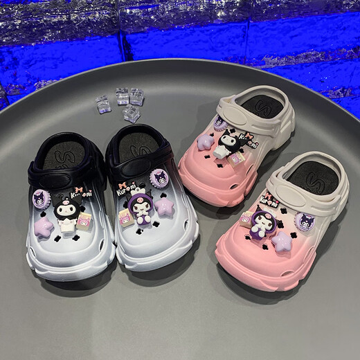 HUALIN FASHION儿童洞洞鞋夏季凉拖软底两穿沙滩鞋 渐变粉 26 -27(儿童款)