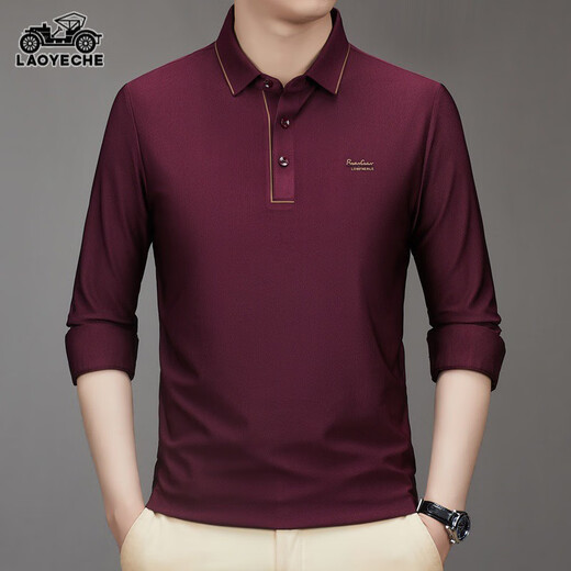 老爷车长袖t恤男士2024秋冬新款中年翻领爸爸装休闲打底Polo衫男 cq3886灰绿 10XL 10590-110斤