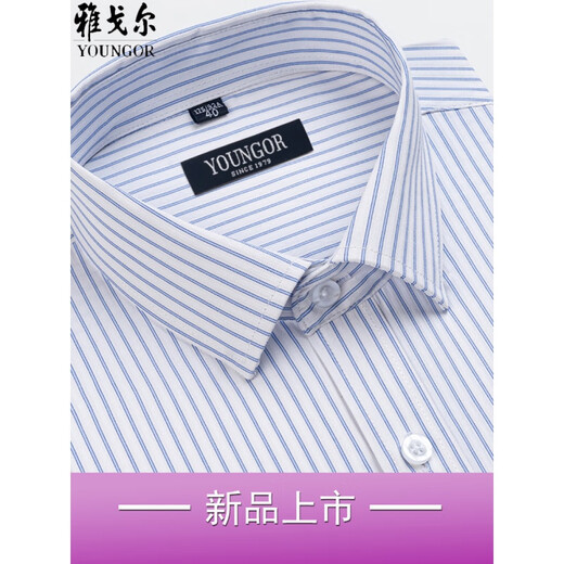 雅戈尓长袖衬衫男士2025新款中年休闲高端免烫纯棉条纹休闲衬衣服 6621 38 建议【70-95斤】