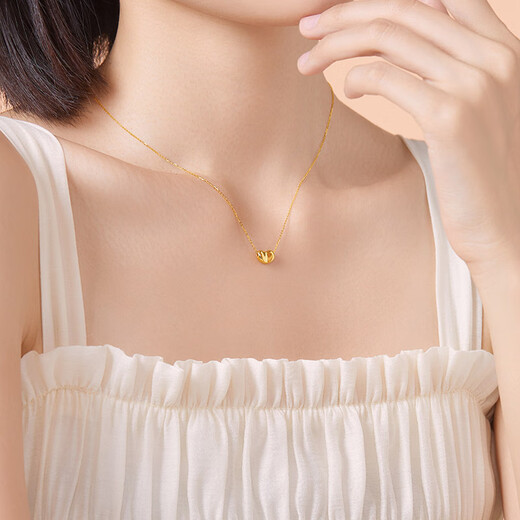 Lierui Jewelry 18K gold necklace Acacia K gold pendant set chain new Valentine's Day gift for girlfriend 18K gold Acacia necklace - total chain length 45cm