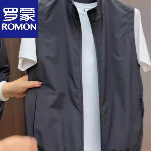 
Romont Garment Summer Men's Zipper Cardigan Business Casual 2025 New Light Sleeveless Top Fashion Stand Collar Vest Dark Gray 2XL [150-170Jin[Jin equals 0.5 kg]]