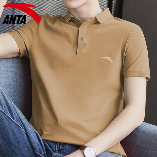 anta kids安踏短袖T恤男士2025夏季冰丝Polo透气翻领商务休闲上衣 5A14066经典红8116 S 165