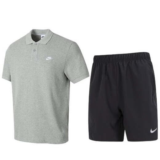 Nike (Nike) Спортивный костюм мужчина 25 летняя новая лацветная рубашка поло в рубашке с короткими рукавами пять шорт с пятью шортами с двумя частями. FN3895/063+DV9345/010 с
