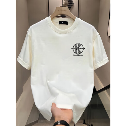 NJSKAKW港风短袖纯棉上衣男女款夏季宽松美式T恤新款潮牌情侣装半袖体恤 V761黑色(指南针) S 建议90-100斤